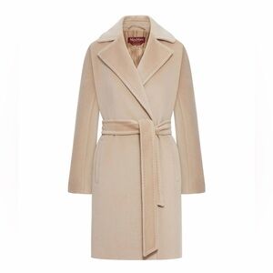 New Authentic Max Mara Studio Beige Belted Wool Coat Scire IT42 US 8 2025 Winter